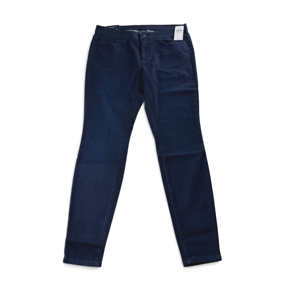 J. Jill Shoreline Wash 5-Pocket Denim Leggings Womens 10 Dark Blue Stretch NEW